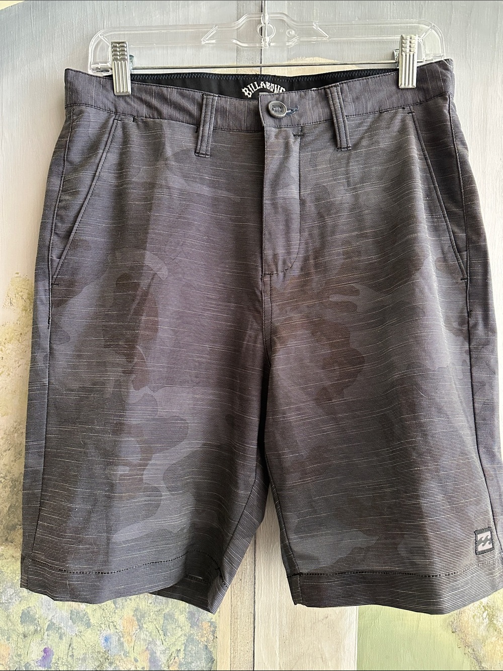 Billabong Men's Dark Gray Camouflage Flat Front Shorts
